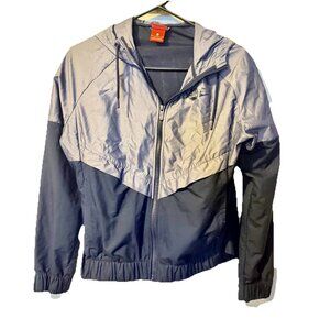 Nike Women's Full Zip Hooded Windbreaker Jacket Blue Lightweight Medium